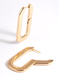 Gold Plated Rectangle Hoop Earrings - link has visual effect only