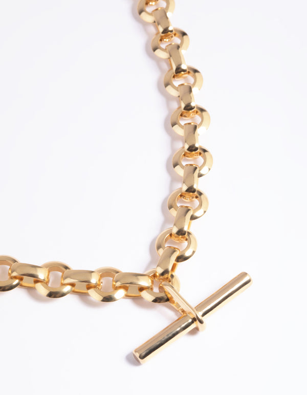 Gold Plated Fob Layered Necklace