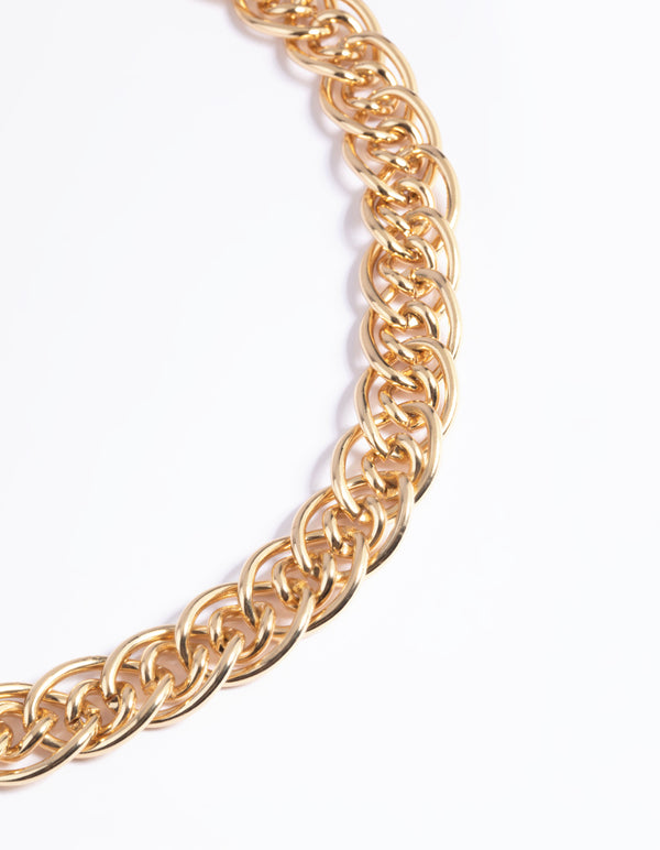 Gold Plated Oval Link Chain Necklace