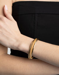 Gold Plated Smooth Cuff Bangle Bracelet - link has visual effect only