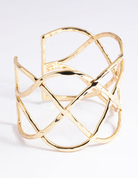 Gold Plated Geometric Cuff Bangle Bracelet - link has visual effect only