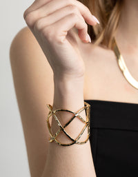 Gold Plated Geometric Cuff Bangle Bracelet - link has visual effect only