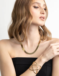 Gold Plated Geometric Cuff Bangle Bracelet - link has visual effect only