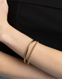 Gold Plated Chain Cuff Bangle Bracelet - link has visual effect only