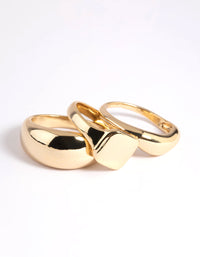 Gold Plated Dome & Signet Ring Stack Pack - link has visual effect only