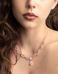 Rhodium Cubic Zirconia Lace Teardrop Necklace - link has visual effect only