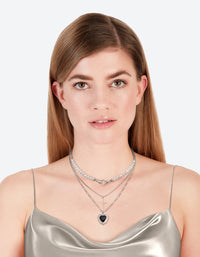 Rhodium Pearl Heart Star Layered Necklace - link has visual effect only