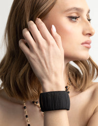 Matte Black Wide Chain Cuff Bangle - link has visual effect only