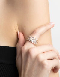 Gold Cubic Zirconia Baguette Ring - link has visual effect only