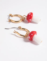 90s Red Mushroom Huggie Hoop Earrings - link has visual effect only