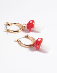 90s Red Mushroom Huggie Hoop Earrings - link has visual effect only