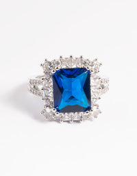 Sapphire Cubic Zirconia Asscher Ring - link has visual effect only