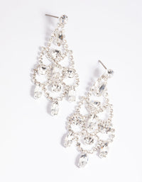 Silver Diamante Layered Drop Earrings - link has visual effect only