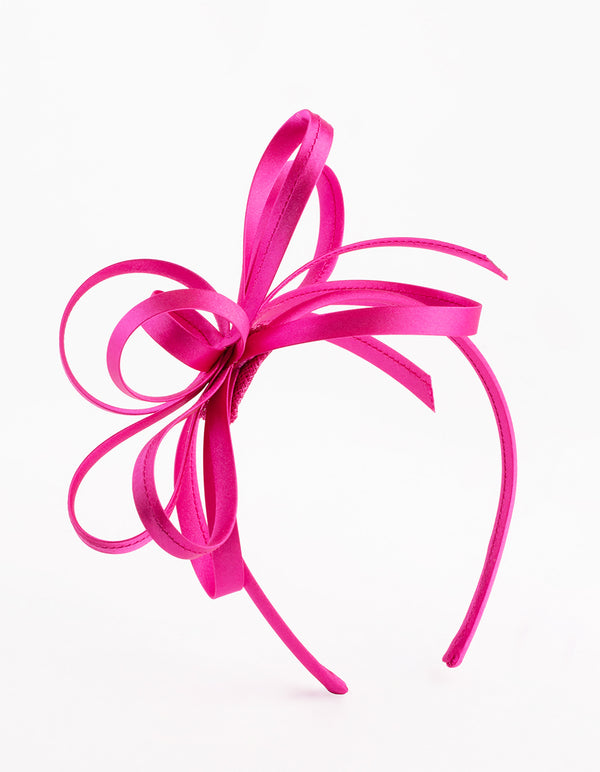 Pink Satin Fabric Looped Fascinator Aliceband