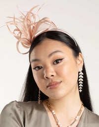 Blush Petal Looped Mesh Sinamay Fascinator - link has visual effect only