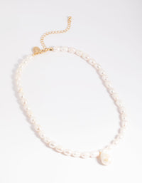 Gold Plated Freshwater Keshi Pearl Drop Necklace - link has visual effect only