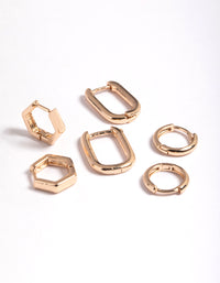 Gold Mini Shaped Huggie Earrings Pack - link has visual effect only