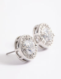 Rhodium Pave Circle Stud Earrings - link has visual effect only