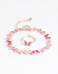 Kids Pink Mini Butterfly Bracelet & Ring Set - link has visual effect only