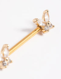 Gold Plated Surgical Steel Butterfly Nipple Bar - link has visual effect only