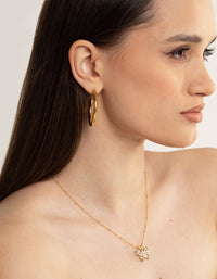 Waterproof Gold Plated Stainless Steel Chunky Medium Hoop Earrings - link has visual effect only