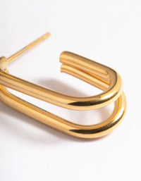 Waterproof Gold Plated Stainless Steel Oval Double Hoop Earrings - link has visual effect only