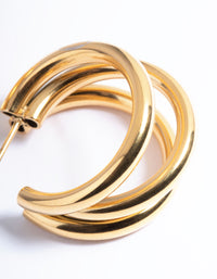 Waterproof Waterproof Gold Plated Stainless Steel Triple Hoop Earrings - link has visual effect only