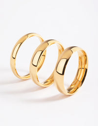 Waterproof Gold Plated Stainless Steel Plain Band Ring Pack - link has visual effect only