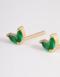 Gold Plated Sterling Silver Cubic Zirconia Dolphin Tail Stud Earrings - link has visual effect only