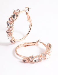 Rose Gold Mini Cluster Diamante Hoop Earrings - link has visual effect only