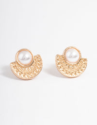 Gold Pearl Etched Stud Earrings - link has visual effect only