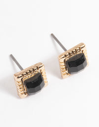 Gold Square Stone Stud Earrings - link has visual effect only