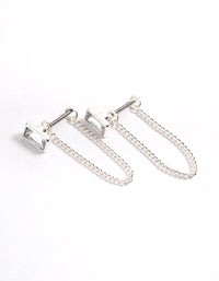 Silver Emerald Chain Front & Back Earrings - link has visual effect only