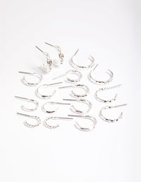 Silver Mixed Diamante Hoop Earrings 8-Pack - link has visual effect only