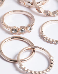 Rose Gold Diamante Row Mix Ring 8-Pack - link has visual effect only