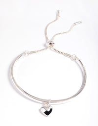 Silver Heart Bangle with Toggle Bracelet - link has visual effect only