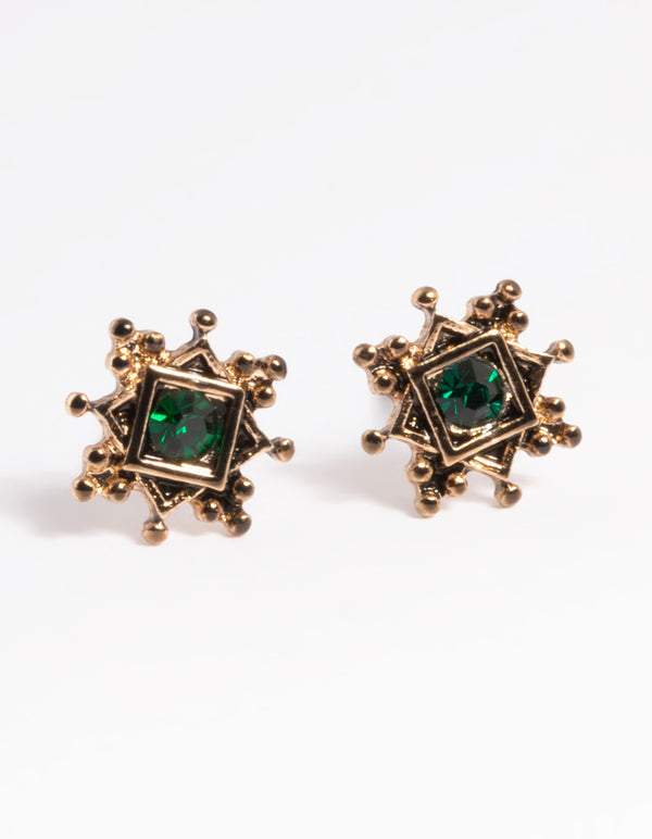 Detailed Square Detail Stud Earrings