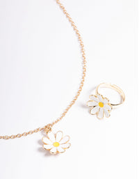 Kids White Daisy Necklace & Ring Set - link has visual effect only