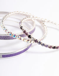 Kids Purple Diamante Glitter Bracelet 4-Pack - link has visual effect only