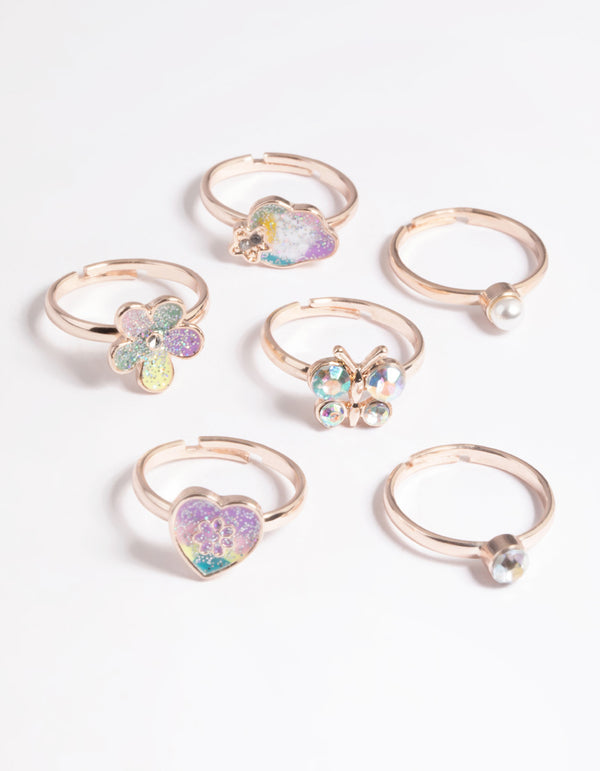 Kids Pastel Glitter Ring 6-Pack