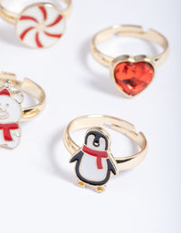 Kids Gold Bear & Penguin Ring 6-Pack - link has visual effect only