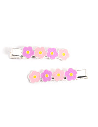 Kids Silver Enamel Daisy Clips Pack - link has visual effect only