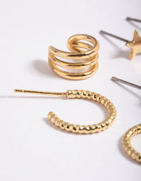 Gold Plated Star & Moon Stud Earring 8-Pack - link has visual effect only