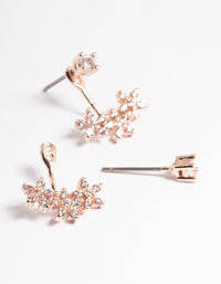 Rose Gold Plated Cubic Zirconia Flower Jacket Earring - link has visual effect only