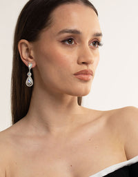 Silver Flower Stud Teardrop Earrings - link has visual effect only