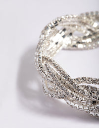 Silver 3 Row Diamante Braid Bracelet - link has visual effect only