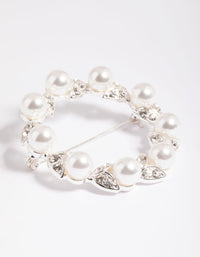 Silver Diamante Leaf & Pearl Brooch - link has visual effect only