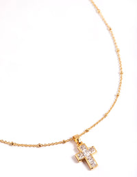 Gold Plated Cubic Zirconia Cross Ball Necklace - link has visual effect only