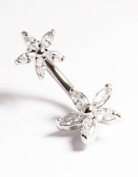 Titanium Cubic Zirconia Pretty Flower Belly Ring - link has visual effect only