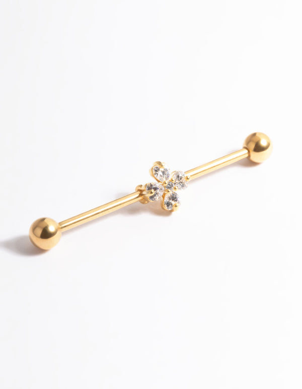 Gold Plated Titanium Flower Industrial Bar